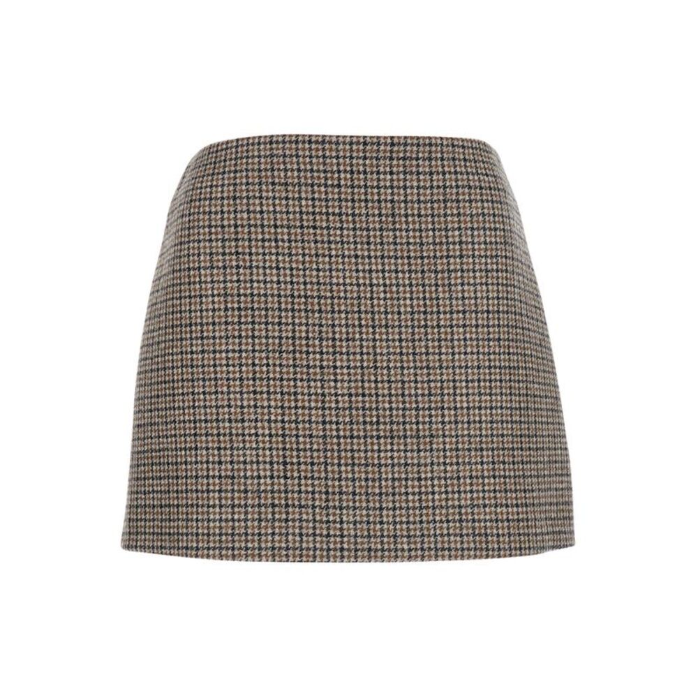 P.A.R.O.S.H. Women Beige Miniskirt With All-Over Check Motif In Wool For Women